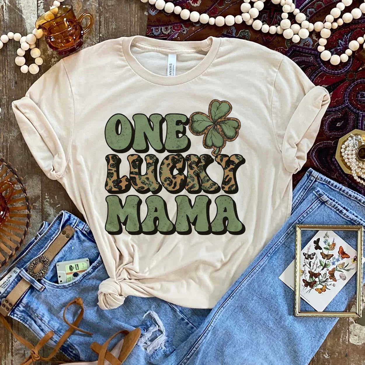 One Lucky Mama Graphic Tee (made 2 order) LC