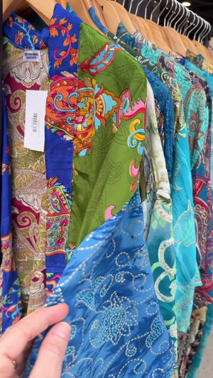 Beach In Hawaii Patchwork Silk Robe Duster