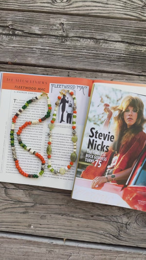 Over My Head Custom Made Orange & Green Bead Mix Necklace Set