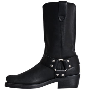 Molly Black Leather Antique Buckle Boots (DS) ~ BACKORDER 6/26/24