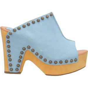 Peace & Love Suede Leather Studded Platform Clogs ~ BLUE SUEDE (DS) DP