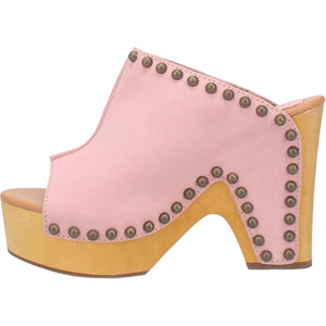 Peace & Love Suede Leather Studded Platform Clogs ~ PINK SUEDE (DS) DP