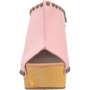 Peace & Love Suede Leather Studded Platform Clogs ~ PINK SUEDE (DS) DP