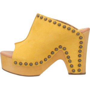 Peace & Love Suede Leather Studded Platform Clogs ~ YELLOW SUEDE (DS) DP