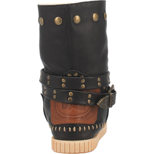 Malibu Black Leather Antique Studded Buckle Boots (DS)