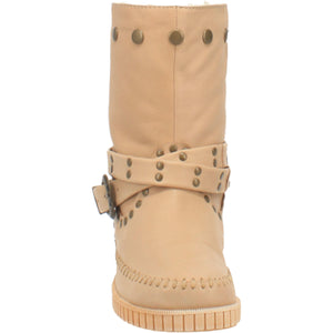 Malibu Sand Leather Antique Studded Buckle Boots (DS)