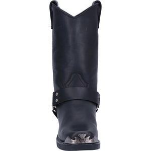 Chopper Black Leather Buckle Silver Detailing Boots (DS)