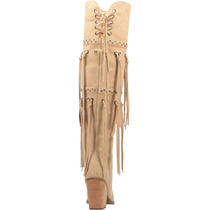 Witchy Woman Sand Leather Fringe Boots (DS)