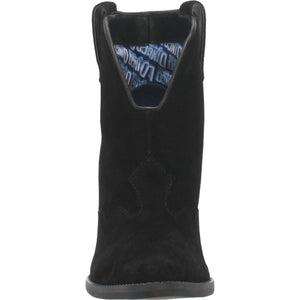 Flannie Black Suede Leather V Cut Front Booties (DS)