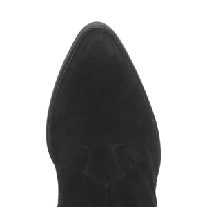 Flannie Black Suede Leather V Cut Front Booties (DS)
