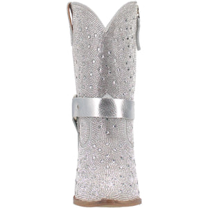 Crown Jewel Silver Rhinestone Leather Harness Booties (DS)