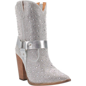 Crown Jewel Silver Rhinestone Leather Harness Booties (DS) ~ PREORDER 6/25