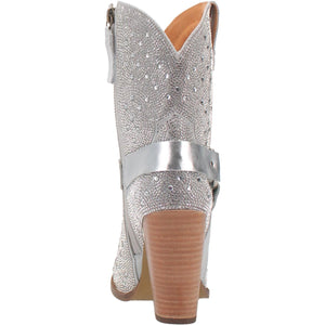 Crown Jewel Silver Rhinestone Leather Harness Booties (DS)