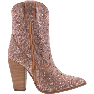Neon Moon Bling Rose Gold Leather Booties (DS)