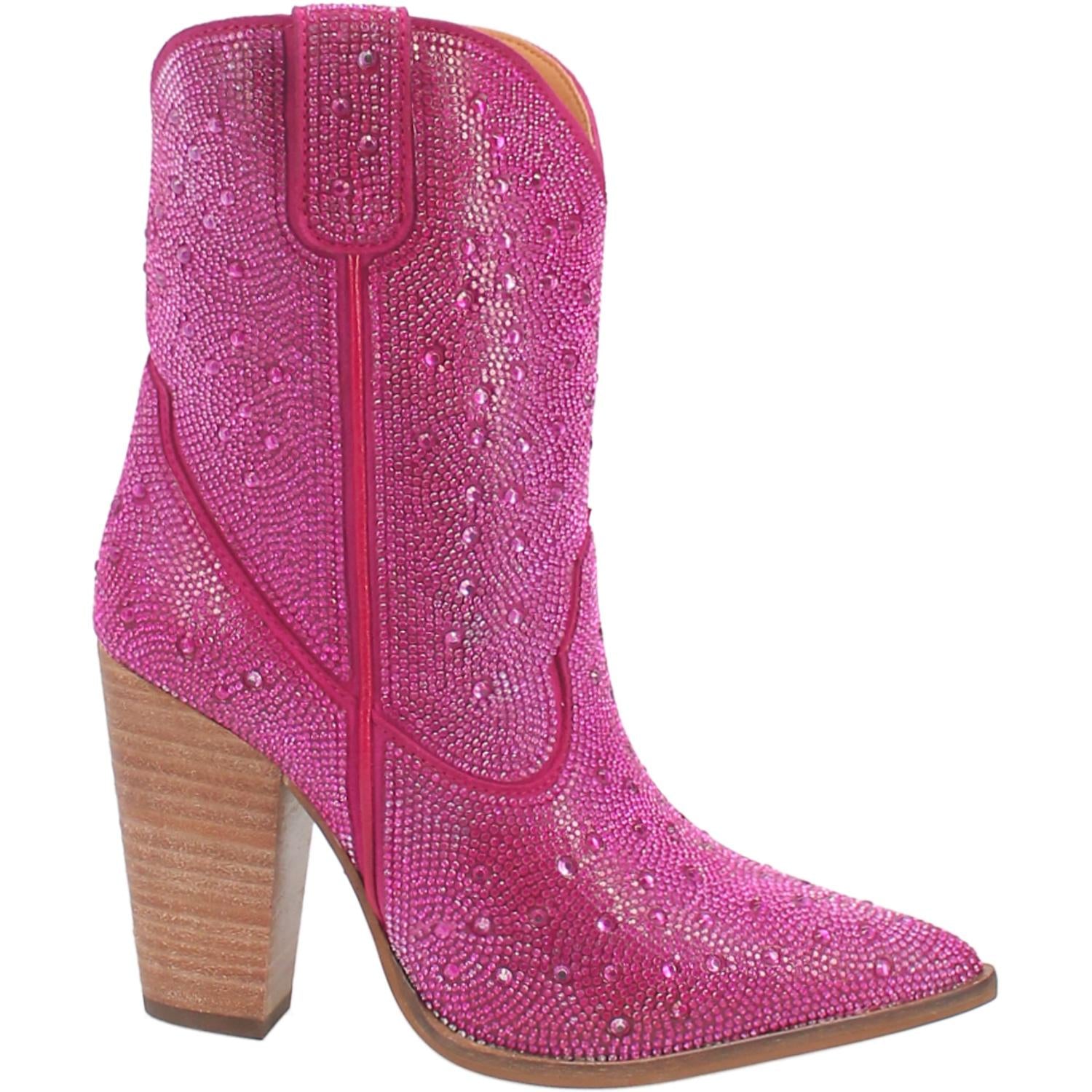 Neon Moon Bling Fuchsia Leather Booties (DS) ~ PREORDER 9/15