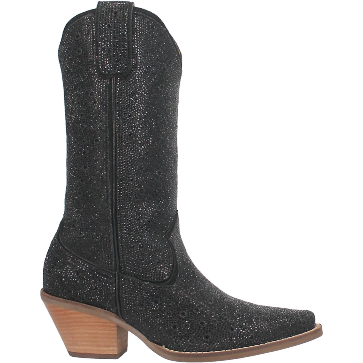 Silver Dollar Bling Black Leather Boots (DS) ~ PREORDER 9/15
