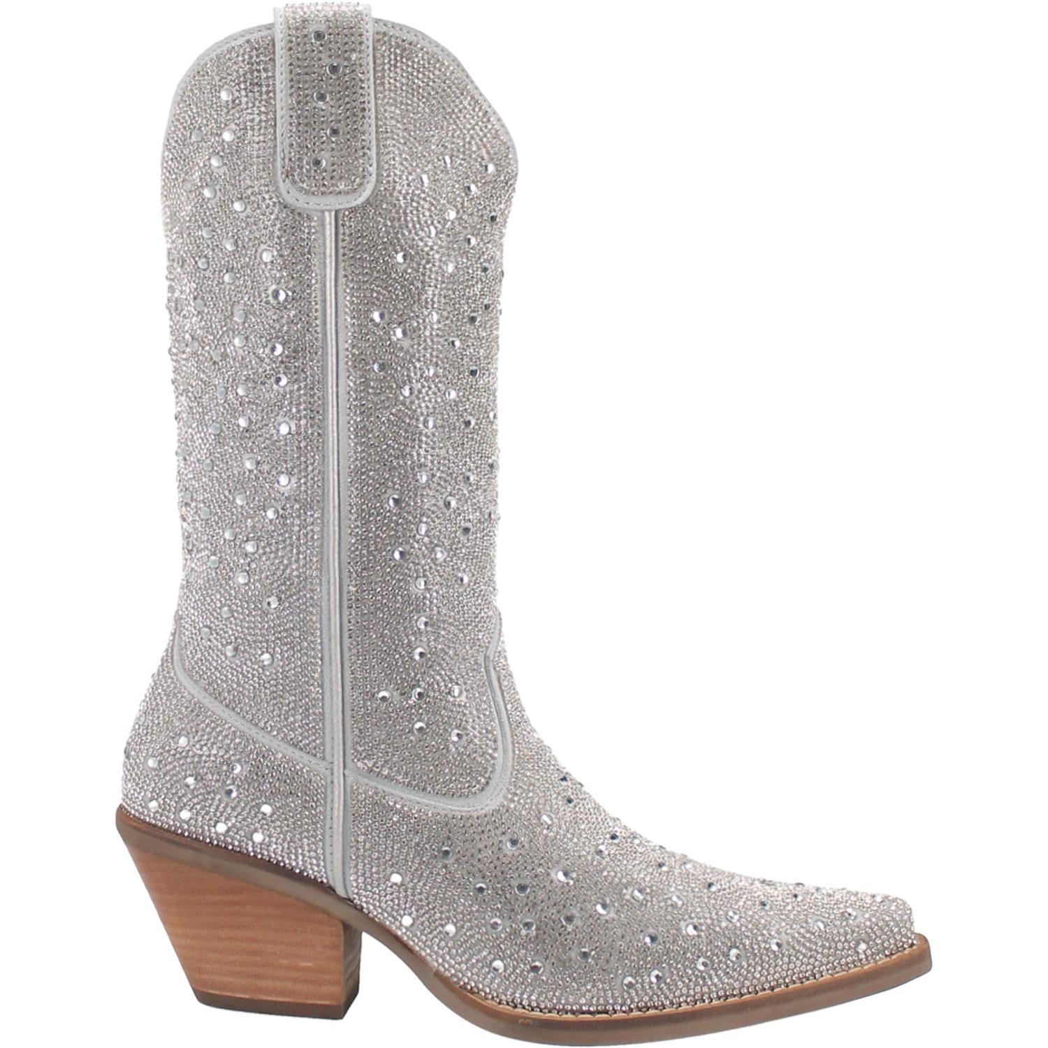 Silver Dollar Bling Silver Leather Boots (DS) ~ BACKORDER 10/8
