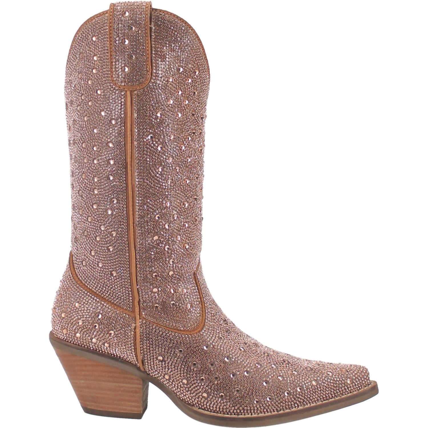 Silver Dollar Bling Rose Gold Leather Boots (DS) ~ PREORDER 5/30