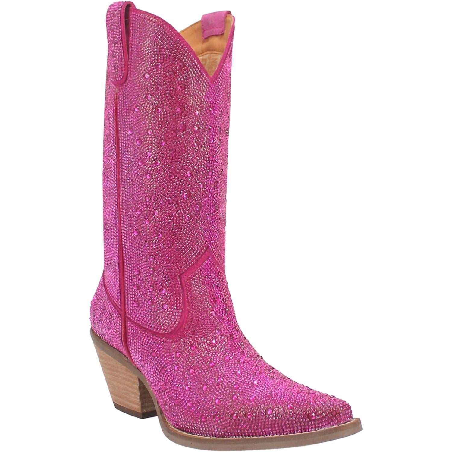 Silver Dollar Bling Fuchsia Leather Boots (DS)