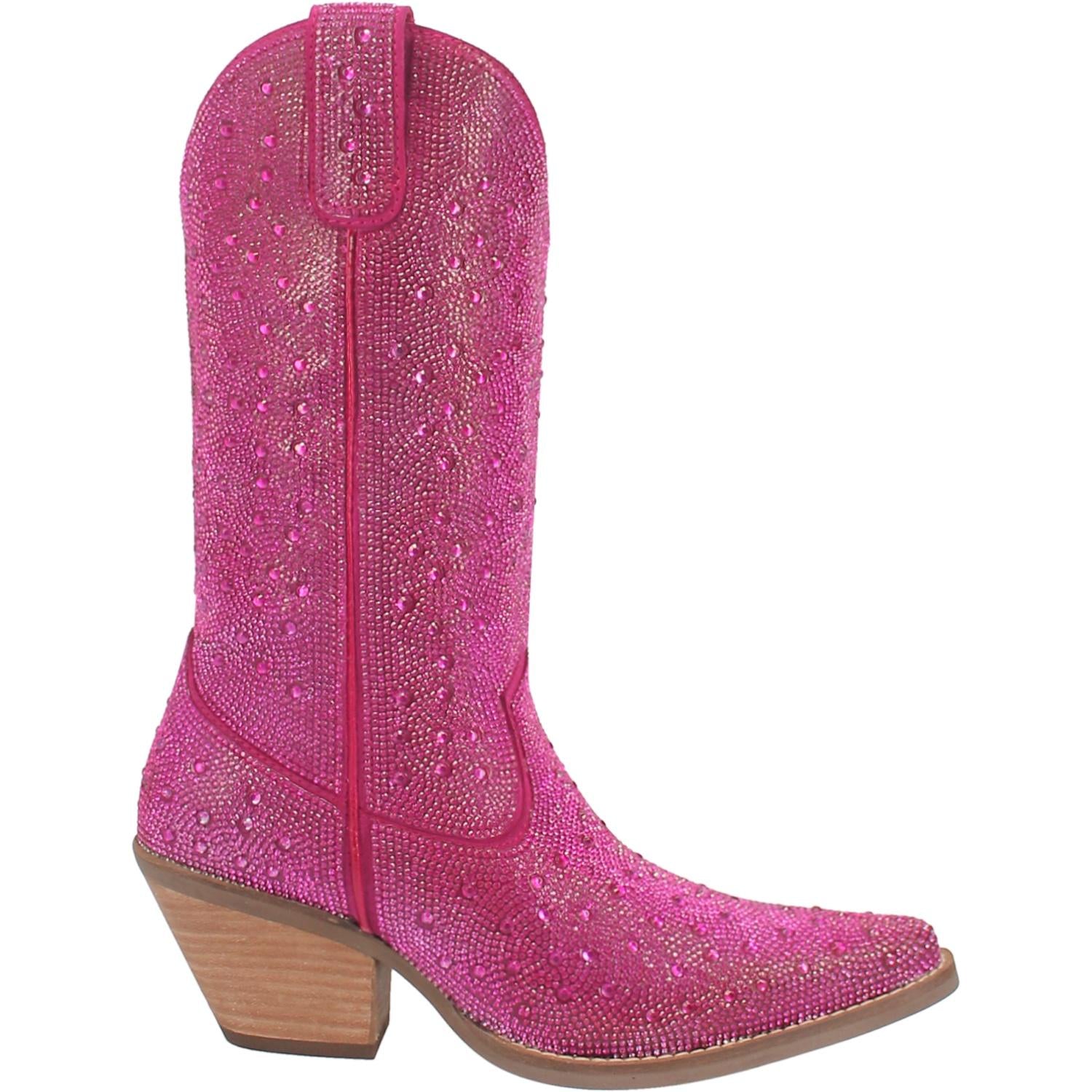 Silver Dollar Bling Fuchsia Leather Boots (DS)
