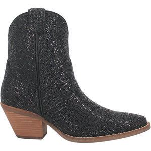 Rhinestone Cowgirl Bling Black Leather Booties (DS)