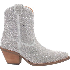 Rhinestone Cowgirl Bling Silver Leather Booties (DS)
