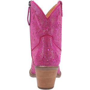 Rhinestone Cowgirl Bling Fuchsia Leather Booties (DS)