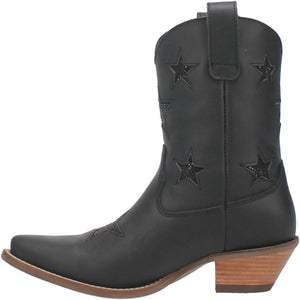 Star Struck Star Bling Black Leather Booties (DS)