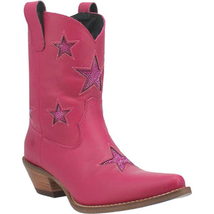 Star Struck Star Bling Fuchsia Leather Booties (DS)