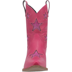 Star Struck Star Bling Fuchsia Leather Booties (DS)