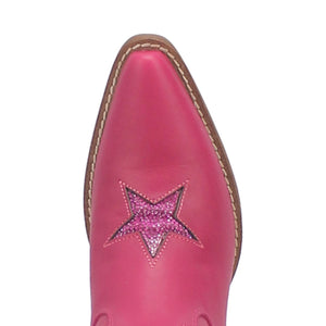 Star Struck Star Bling Fuchsia Leather Booties (DS)