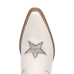 Star Struck Star Bling White Leather Booties (DS)