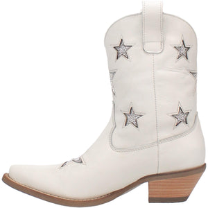 Star Struck Star Bling White Leather Booties (DS)