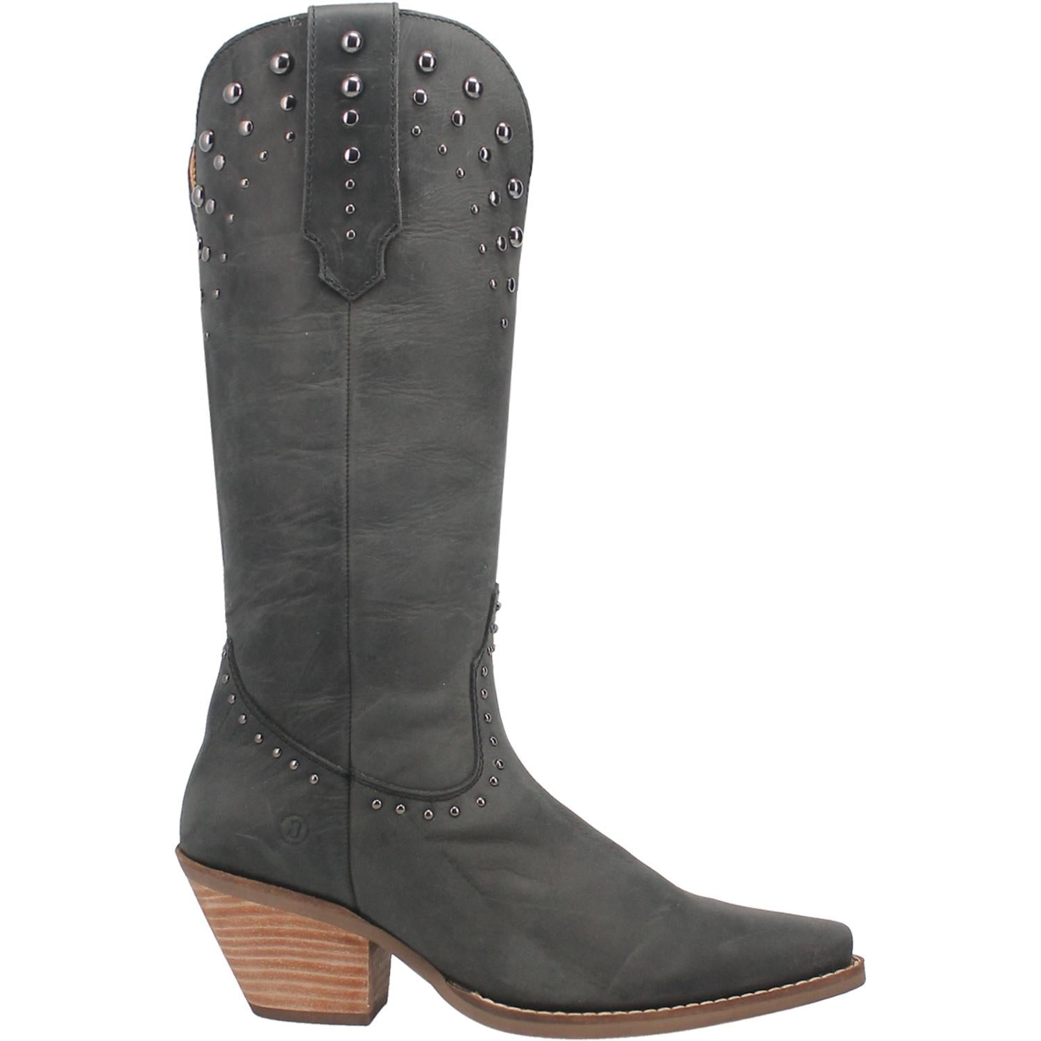 Talkin' Rodeo Black Distressed Leather Studded Boots (DS)