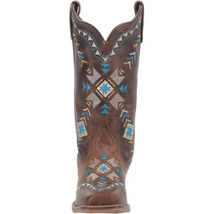 Mesa Dark Brown Leather Boots w/ Aztec Designs (DS)