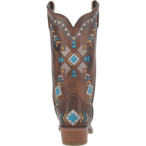 Mesa Dark Brown Leather Boots w/ Aztec Designs (DS)