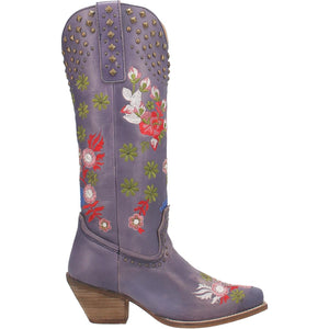 Poppy Lavender Embroidered Flower Leather Boots (DS)