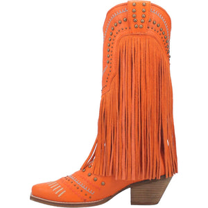 Gypsy Orange Leather Fringe Boots W/ Detailing (DS)