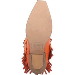 Gypsy Orange Leather Fringe Boots W/ Detailing (DS)