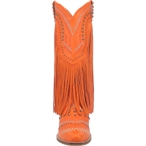 Gypsy Orange Leather Fringe Boots W/ Detailing (DS)