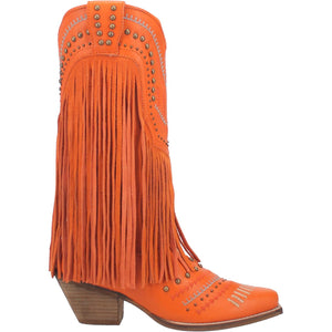 Gypsy Orange Leather Fringe Boots W/ Detailing (DS)