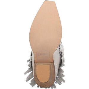 Gypsy White Leather Fringe Boots W/ Detailing (DS)