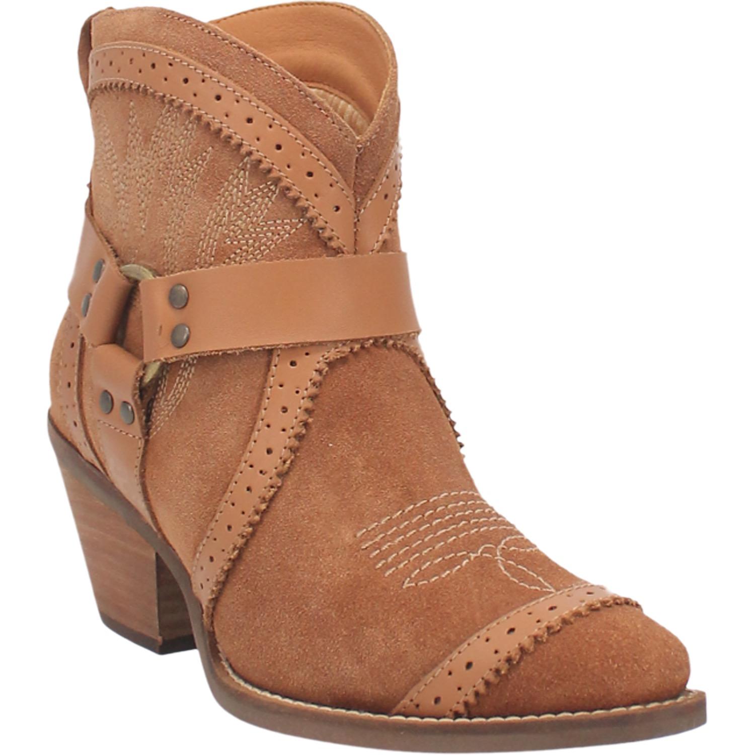 Gummy Bear Camel Suede Leather Booties w/ Embroidered Designs (DS)
