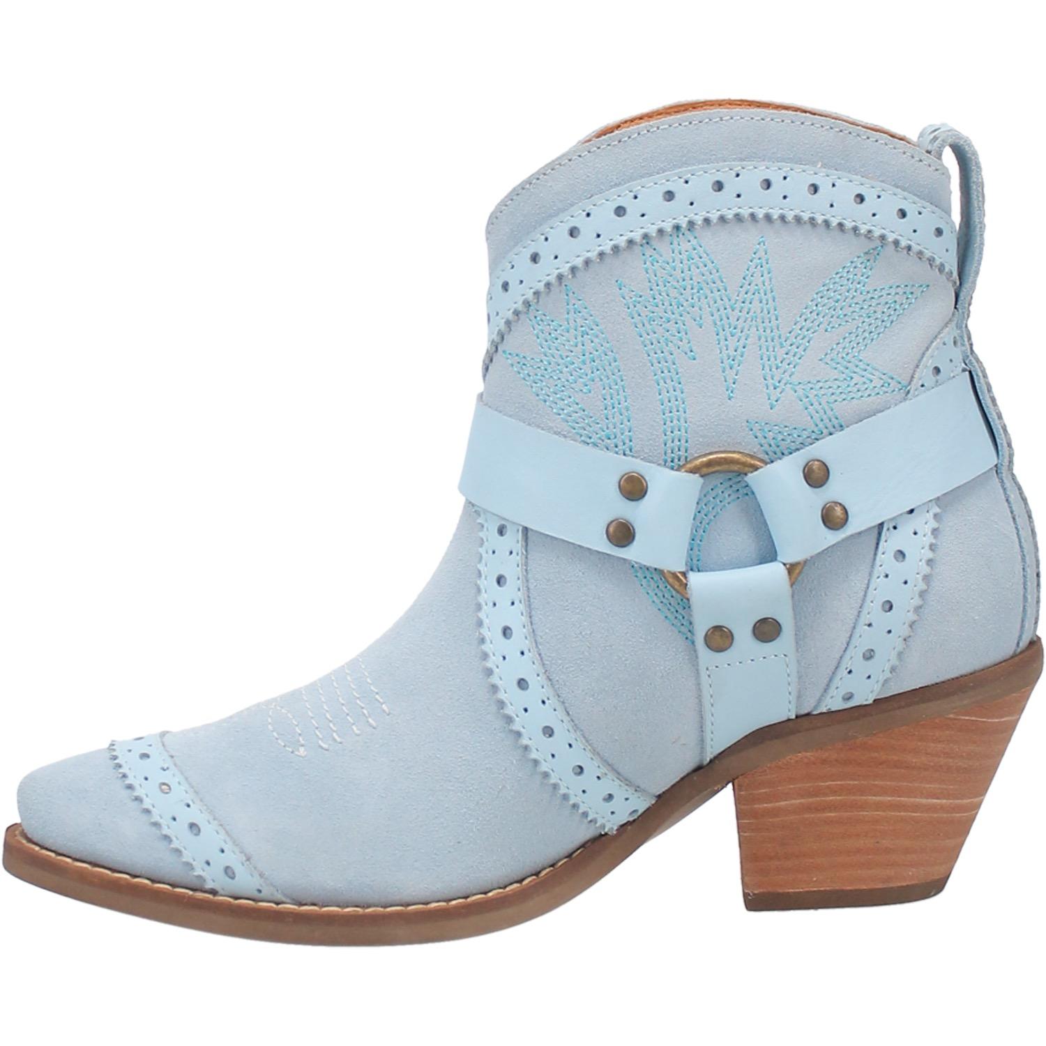 Gummy Bear Blue Suede Leather Booties w/ Embroidered Designs (DS)