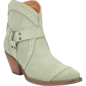 Gummy Bear Mint Suede Leather Booties w/ Embroidered Designs ~ Size 10 ~ SAMPLE SALE