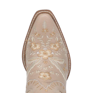 Primrose Sand Leather Boots w/ Stitched Floral Designs (DS)