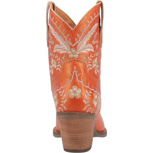 Primrose Orange Metallic Leather Boots w/ Stitched Floral Designs ~ Size 10 ~ SAMPLE SALE