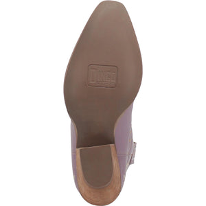 Primrose Lavender Leather Boots w/ Stitched Floral Designs (DS)