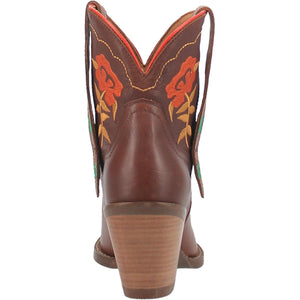 Play Pretty Brown Leather Embroidered Floral Booties (DS)