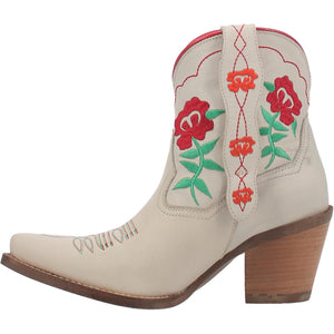 Play Pretty Cream Leather Embroidered Floral Booties (DS)